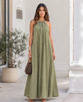 Vestido Largo Halter Verde Oliva - Essence Collection